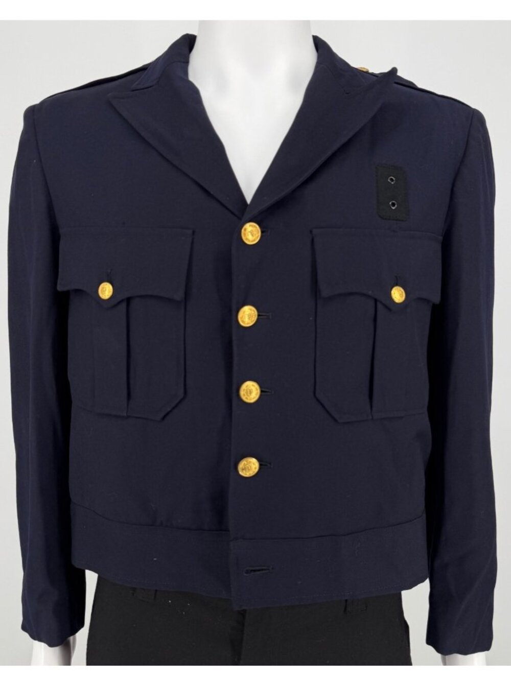 Vintage 1960s Kale Uniforms Navy Blue Button Front Ike Police Jacket (44 Short)